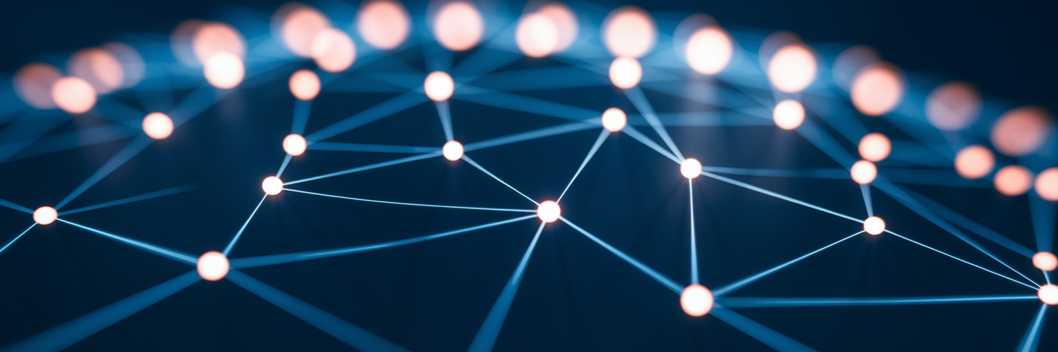 Abstract network representing AI information sourcing