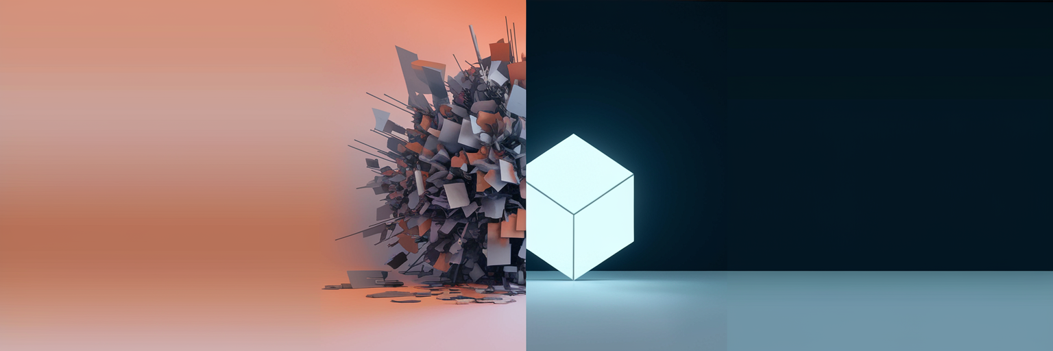 Abstract representation of clutter versus clarity.