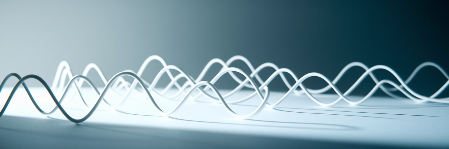 Abstract soundwaves forming a network.