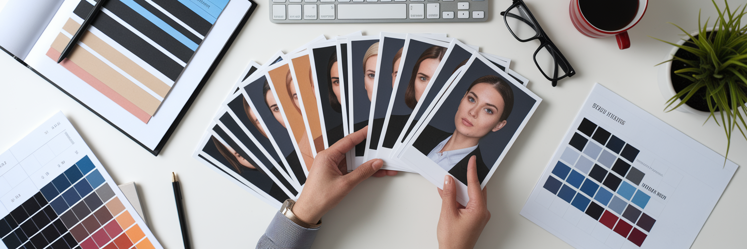 Arranging headshots to match brand guidelines