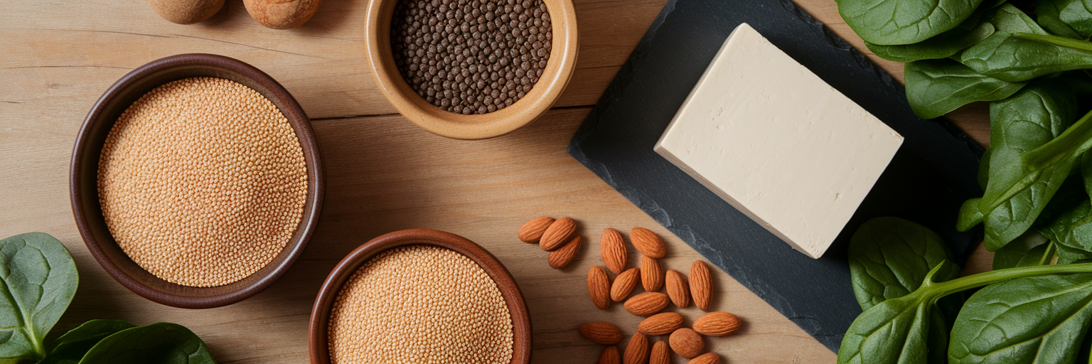 Assortment of plant-based protein sources on table.