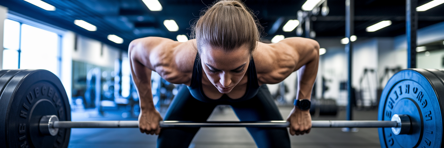 Athlete performing a heavy lift in a gym.