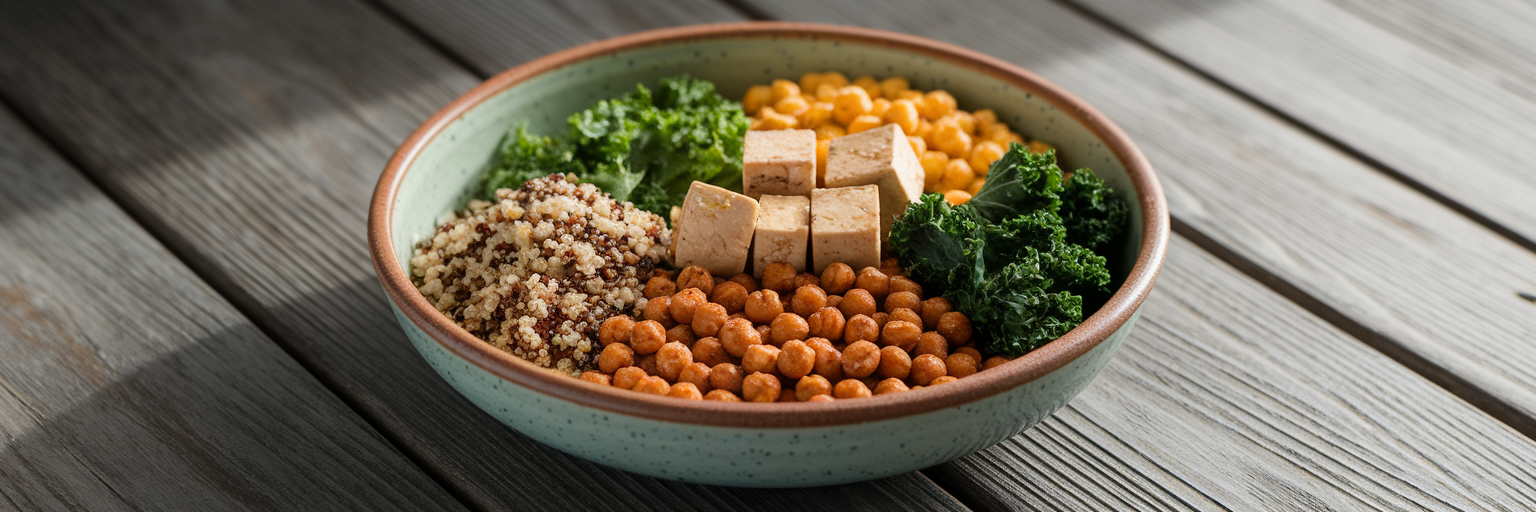 Athlete's plant-based protein meal bowl.