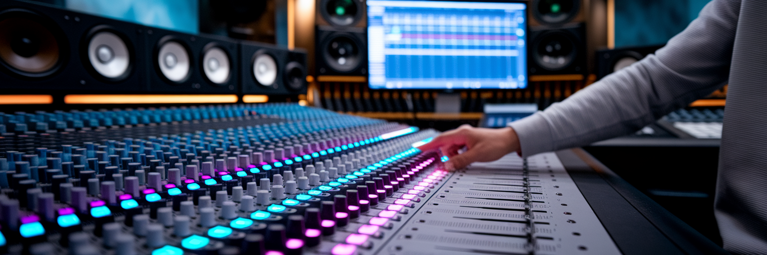 Audio mixing board splitting a single track.