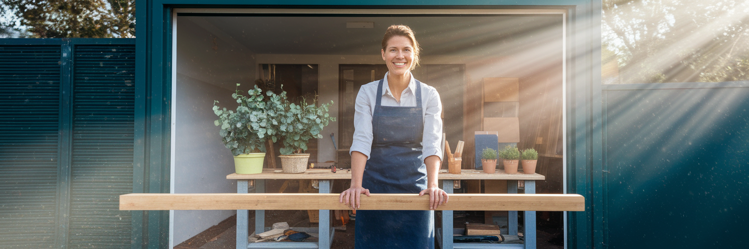 Aussie mumpreneur building her startup workshop.