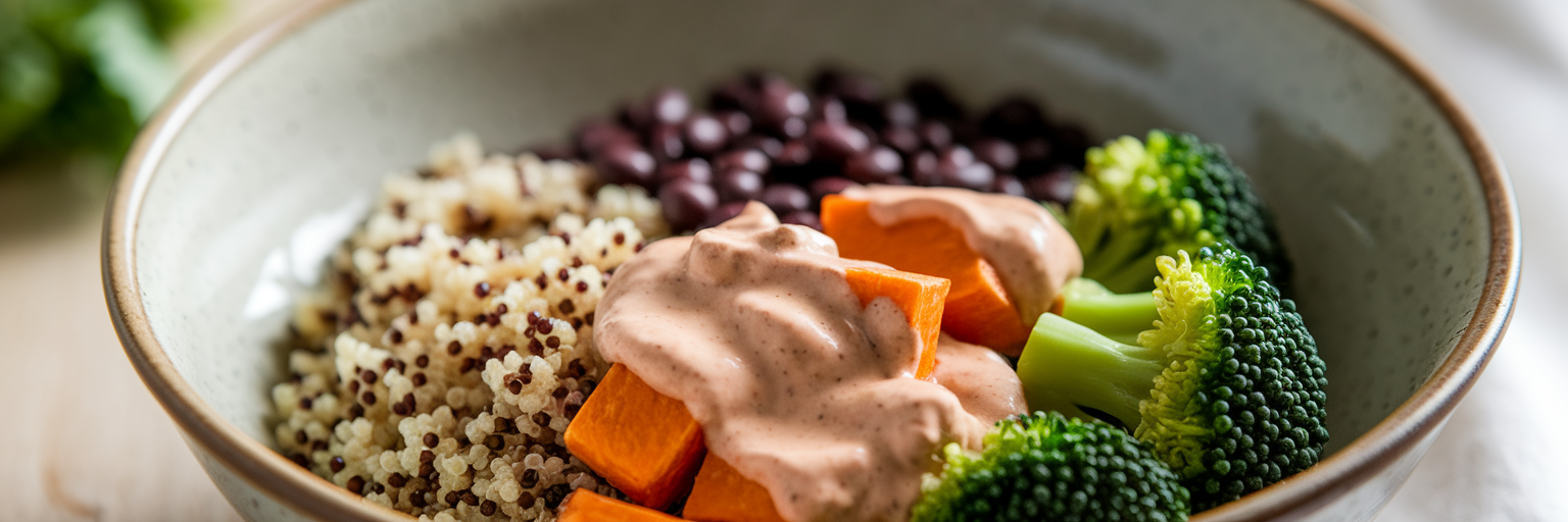 Balanced vegan meal with protein