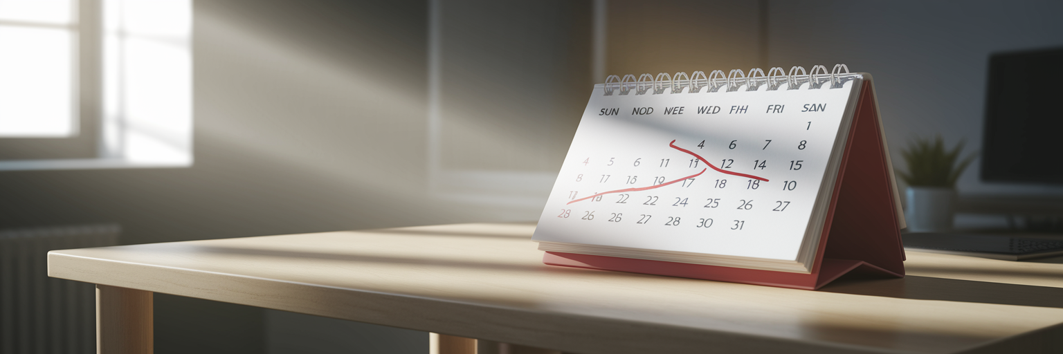 Calendar with important legal deadline circled