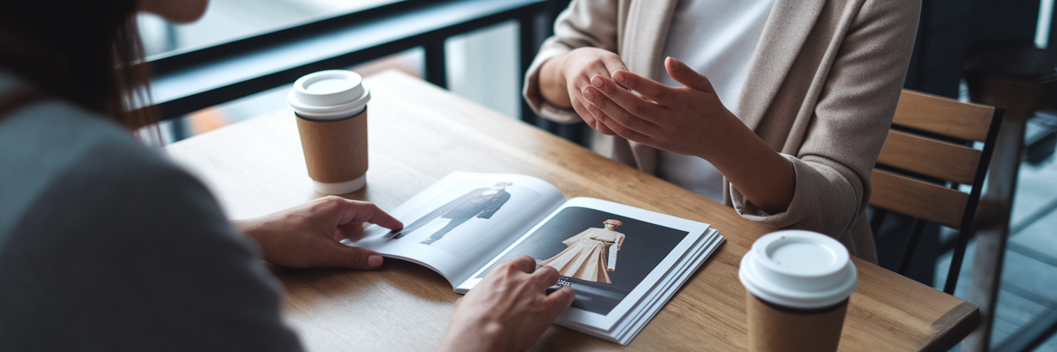 Clothing brand owner collaborating with influencer