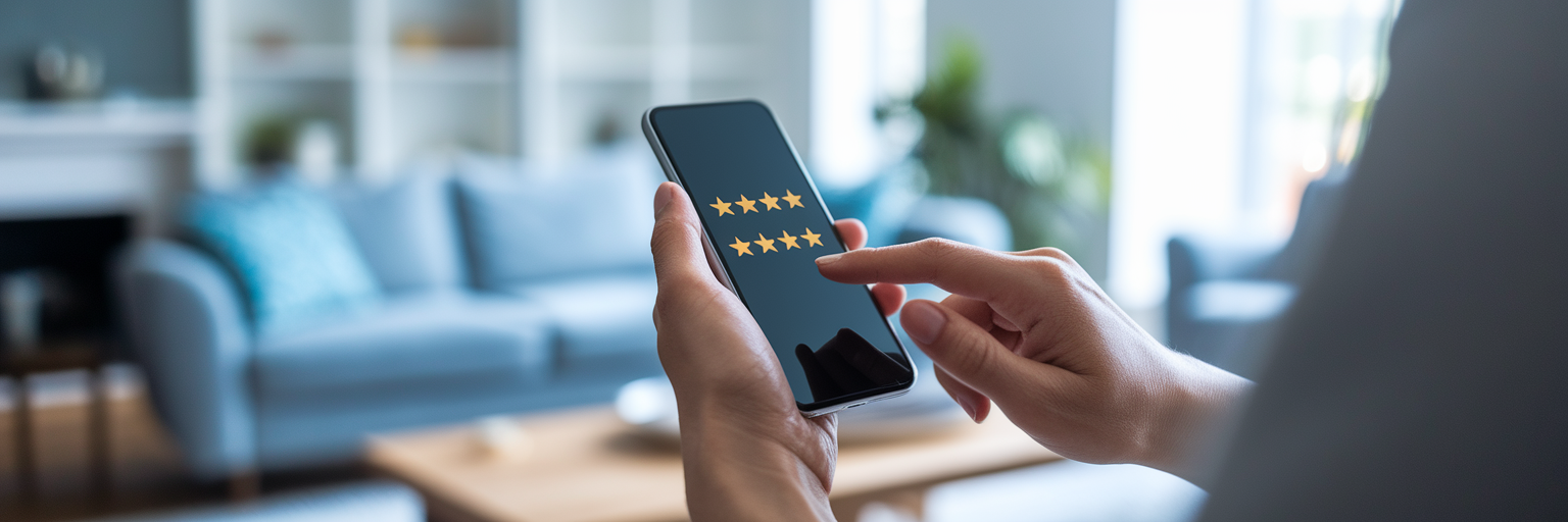 Customer leaving a five-star online review