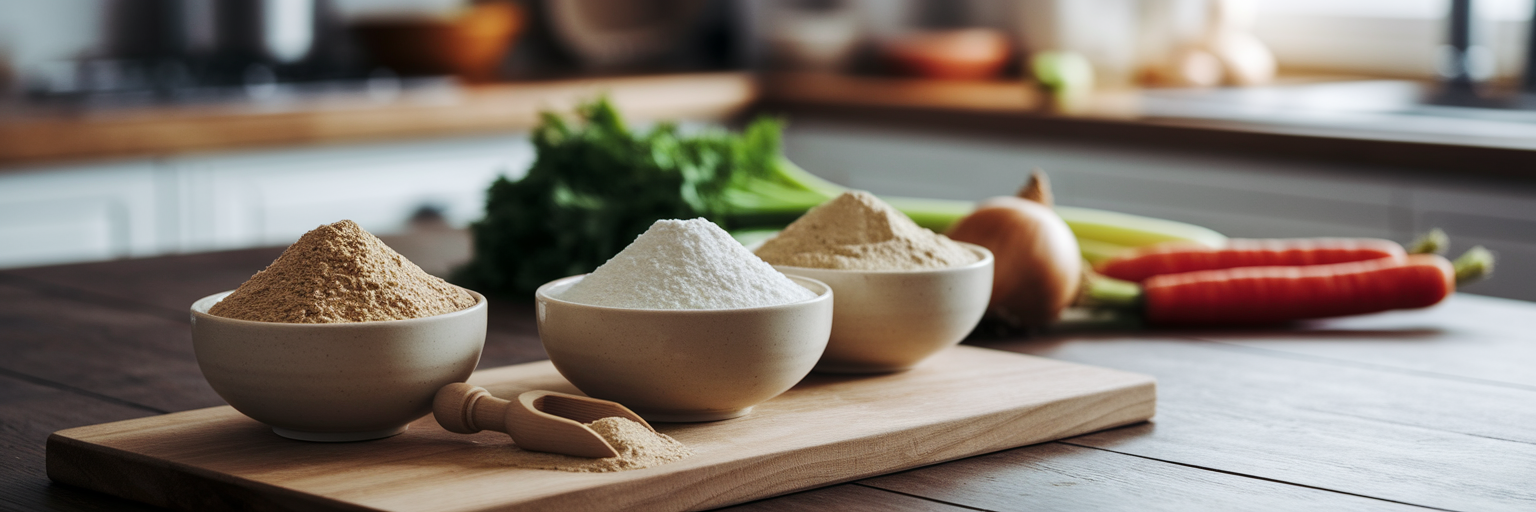 Different vegan protein powders for cooking
