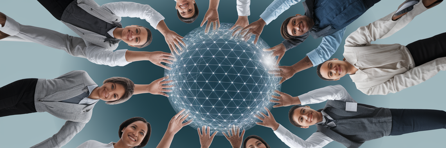 Global researchers collaborating via AI