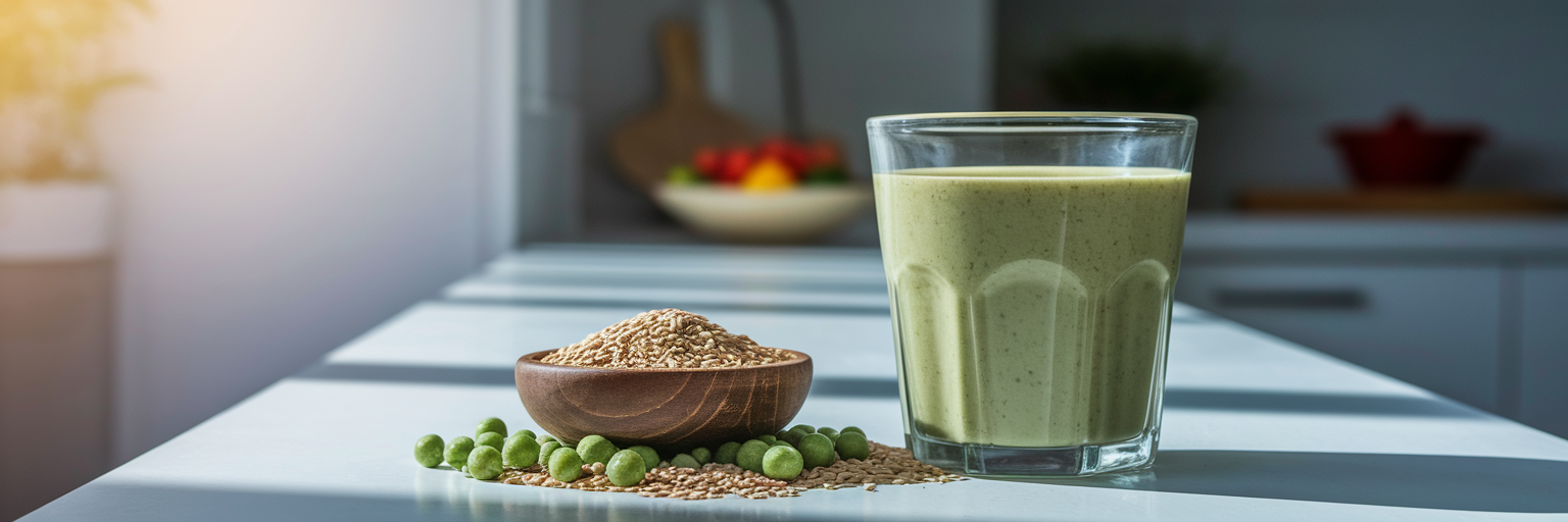 Batido verde con fuentes de proteína vegetal.