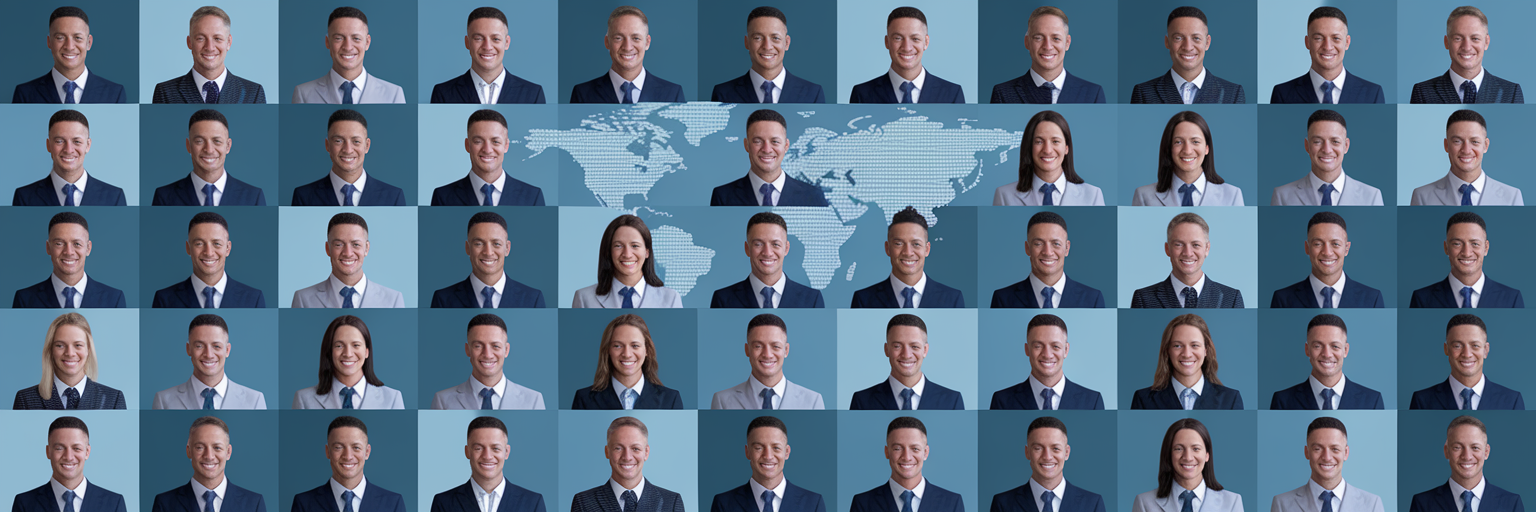 Grid of consistent professional team headshots