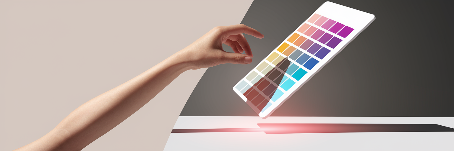 Hand selecting color from a palette.