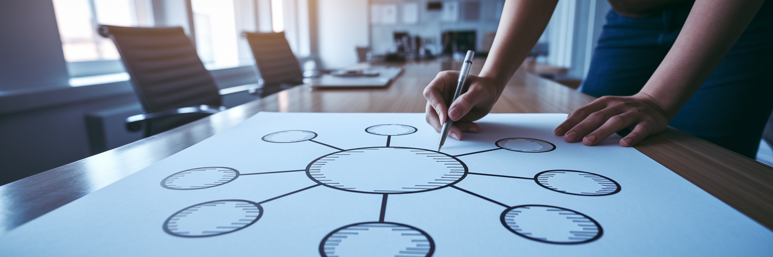 Hands drawing a content mind map.