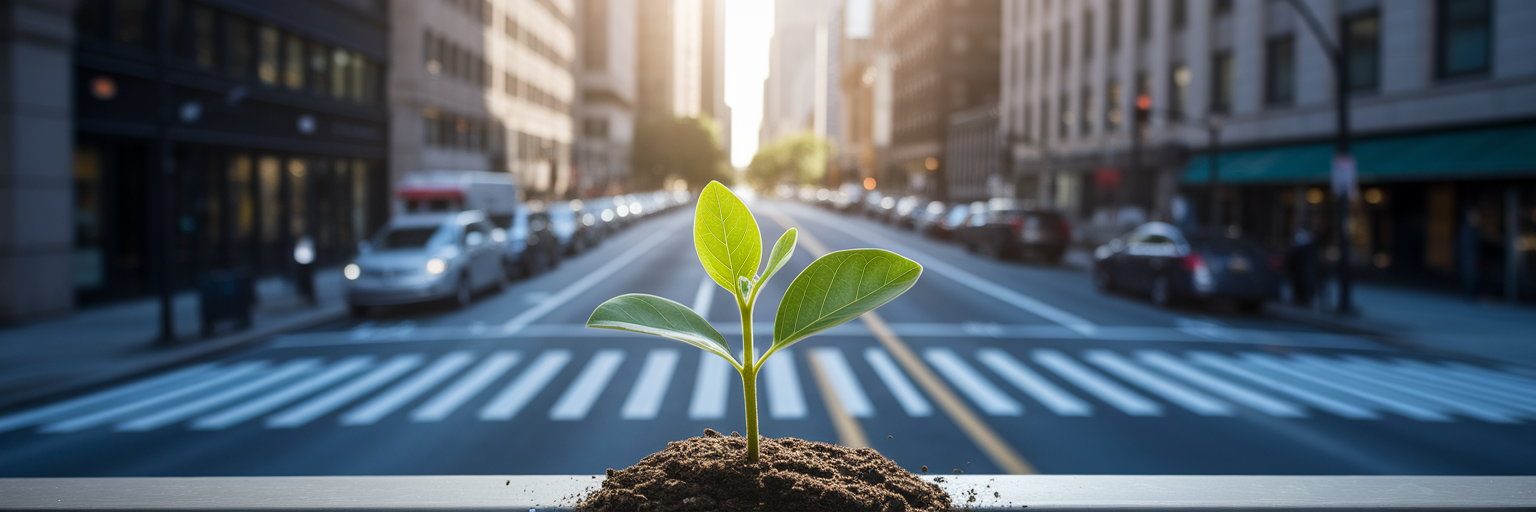 Healthy sapling growing on a windowsill