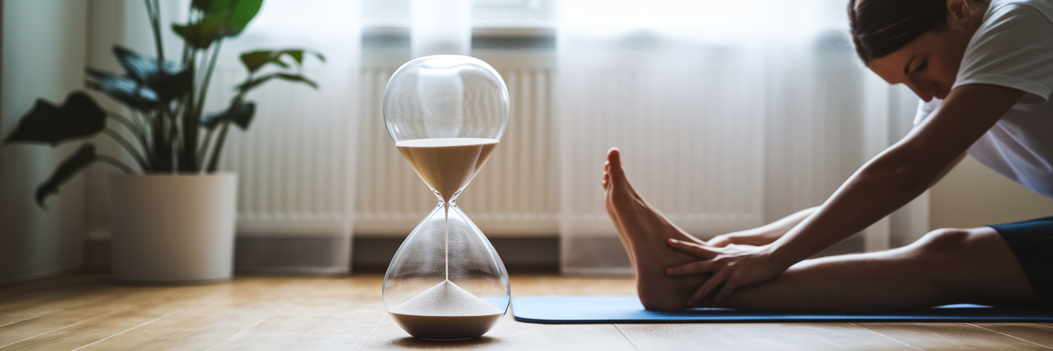 Hourglass with sand symbolising extended recovery time.