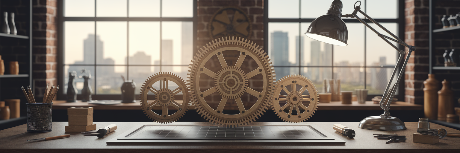 تروس متداخلة تمثل إدارة مشاريع متكاملة