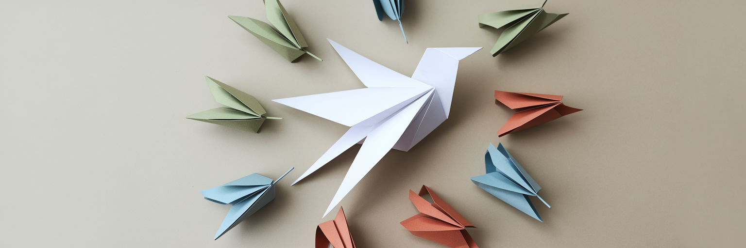 Large paper bird with smaller birds
