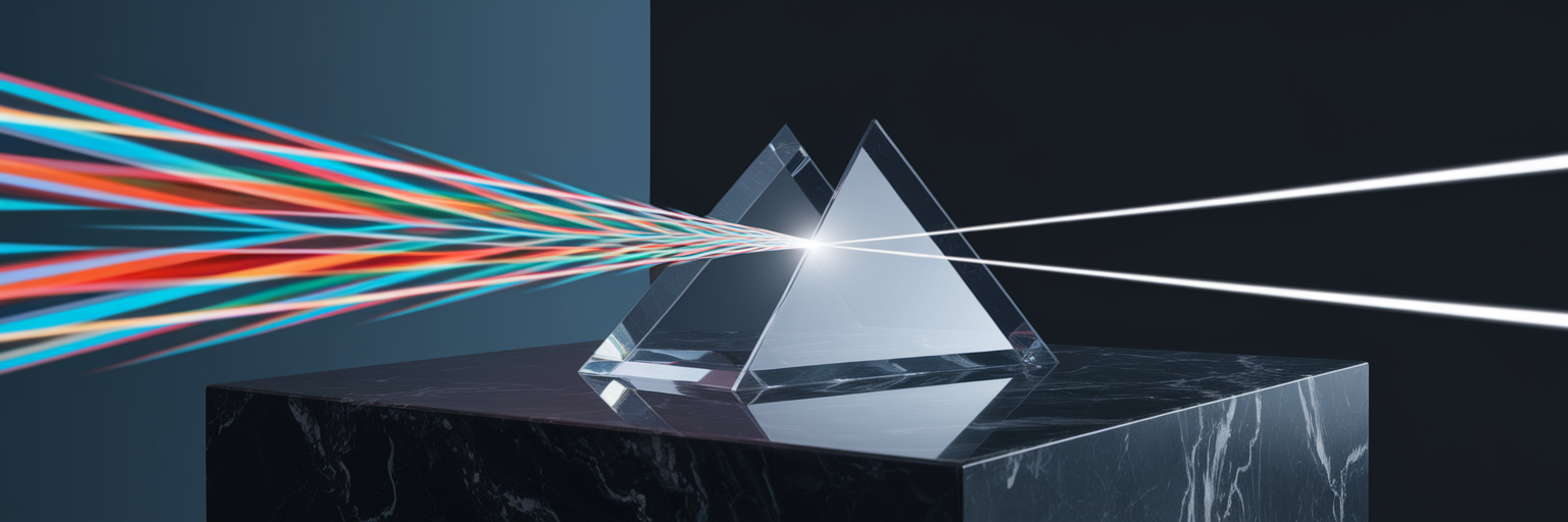 Light beam focused through a prism.