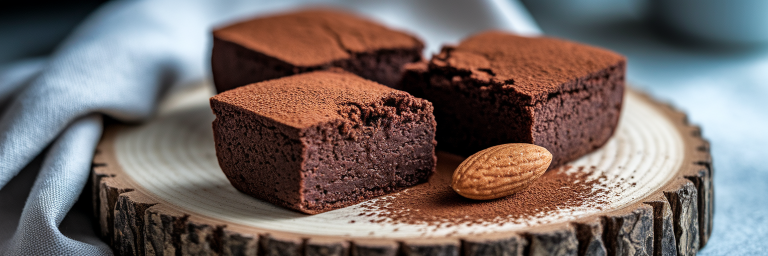 Low-carb vegan protein brownie bite.