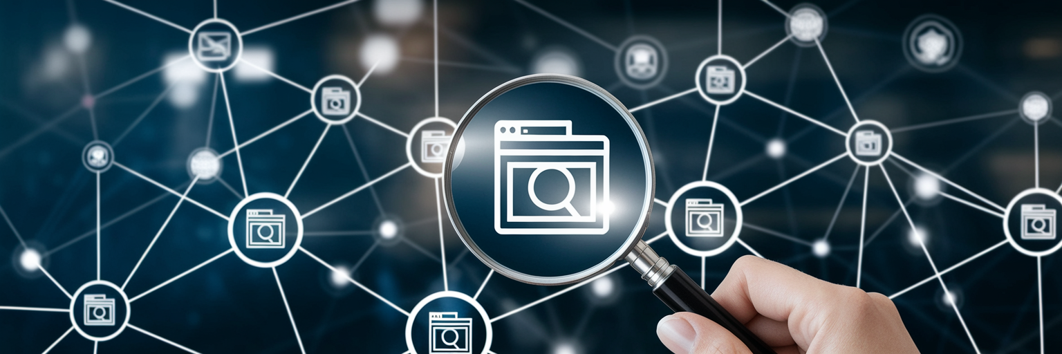 Magnifying glass over blog icons