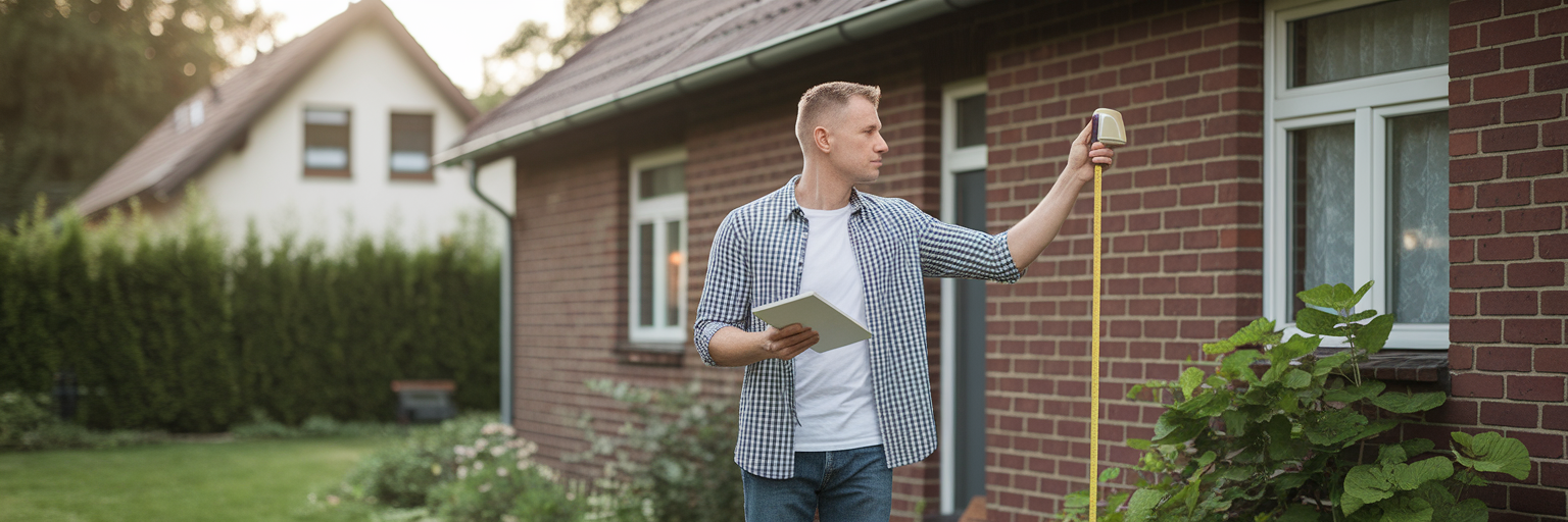 Mężczyzna planujący ocieplenie swojego domu.