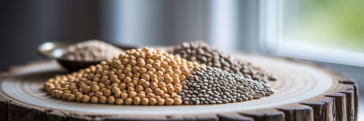 Fuentes naturales de proteína vegana en la mesa