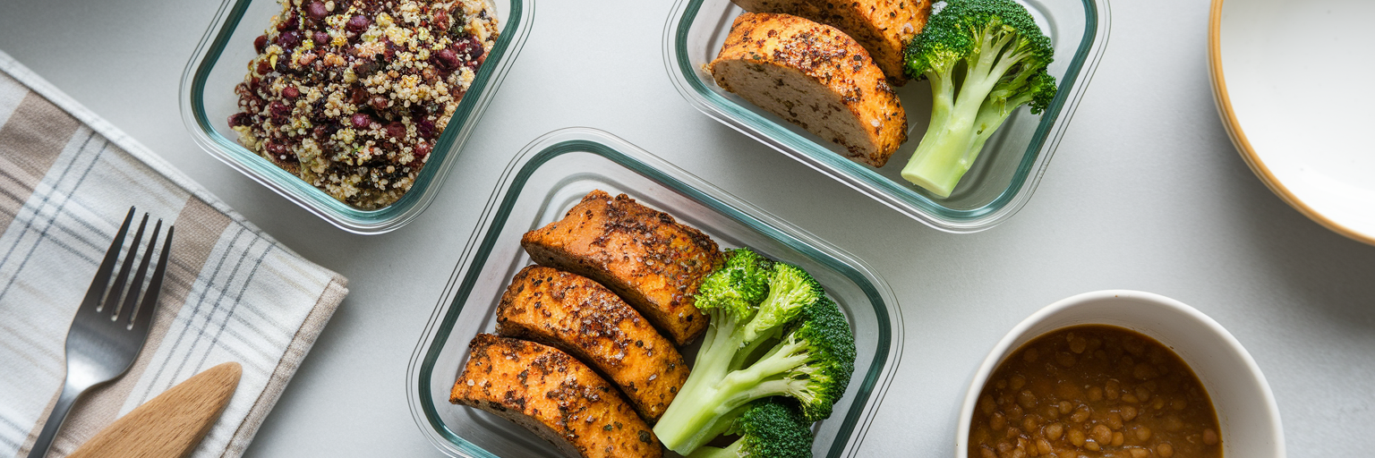 Organised vegan meal prep containers