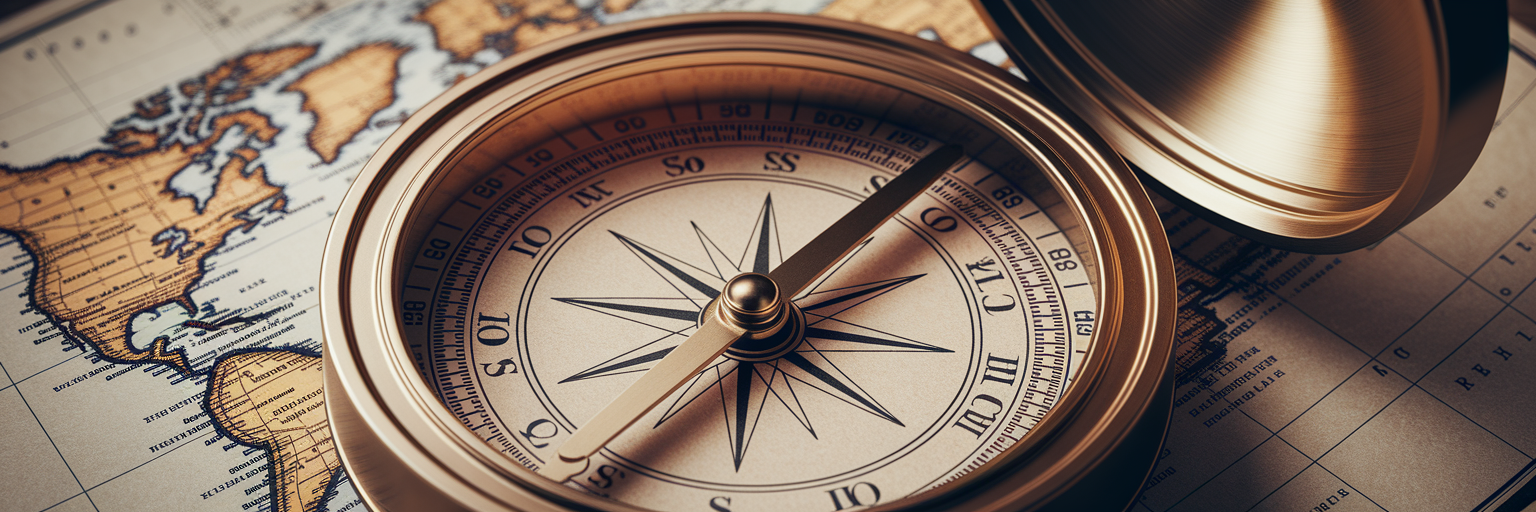 Ornate compass with currency symbols