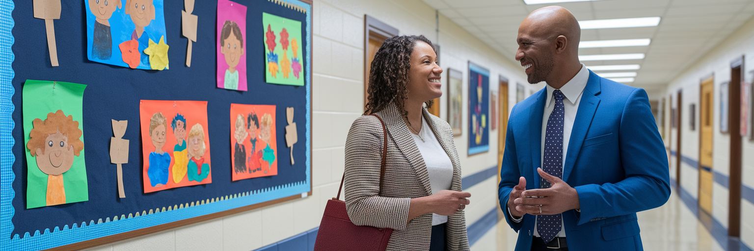 Parent discussing options with school administrator.