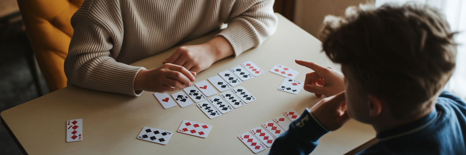 People playing educational card game