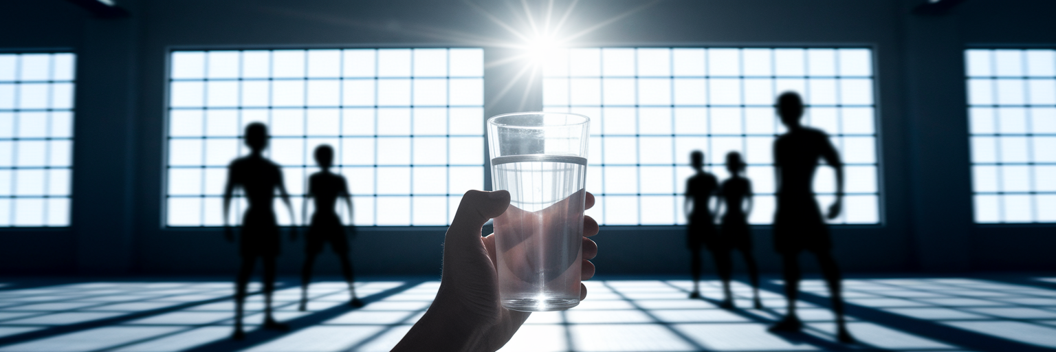 Persona sosteniendo con confianza un vaso de creatina