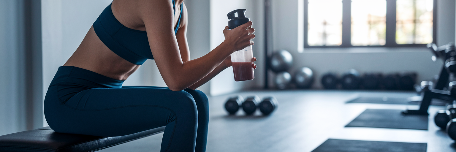 Persona preparando un batido de proteína después de entrenar.