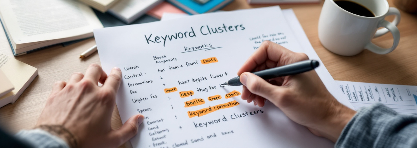 person analyzing keyword clusters