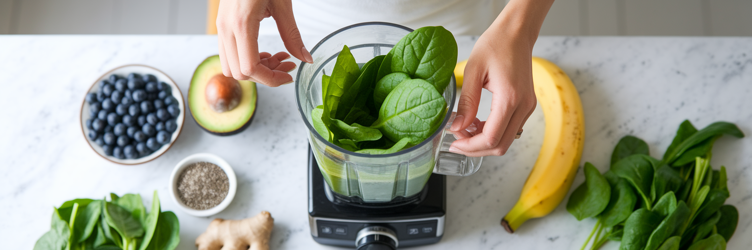 Preparando un batido verde saludable
