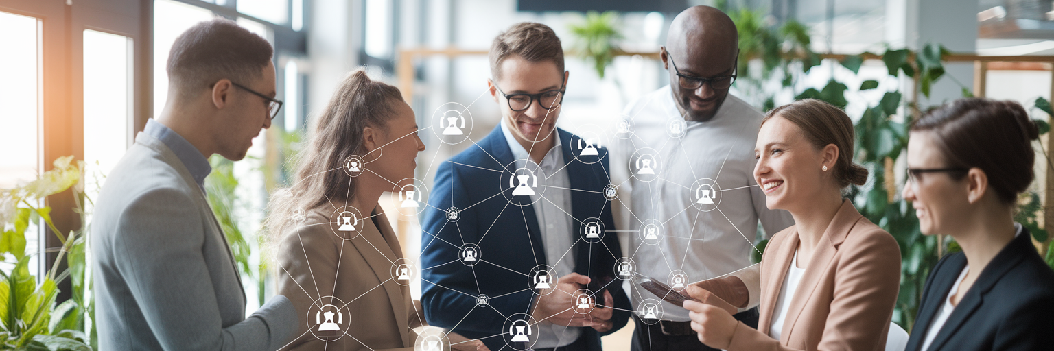 Professional team collaborating with cohesive branding.