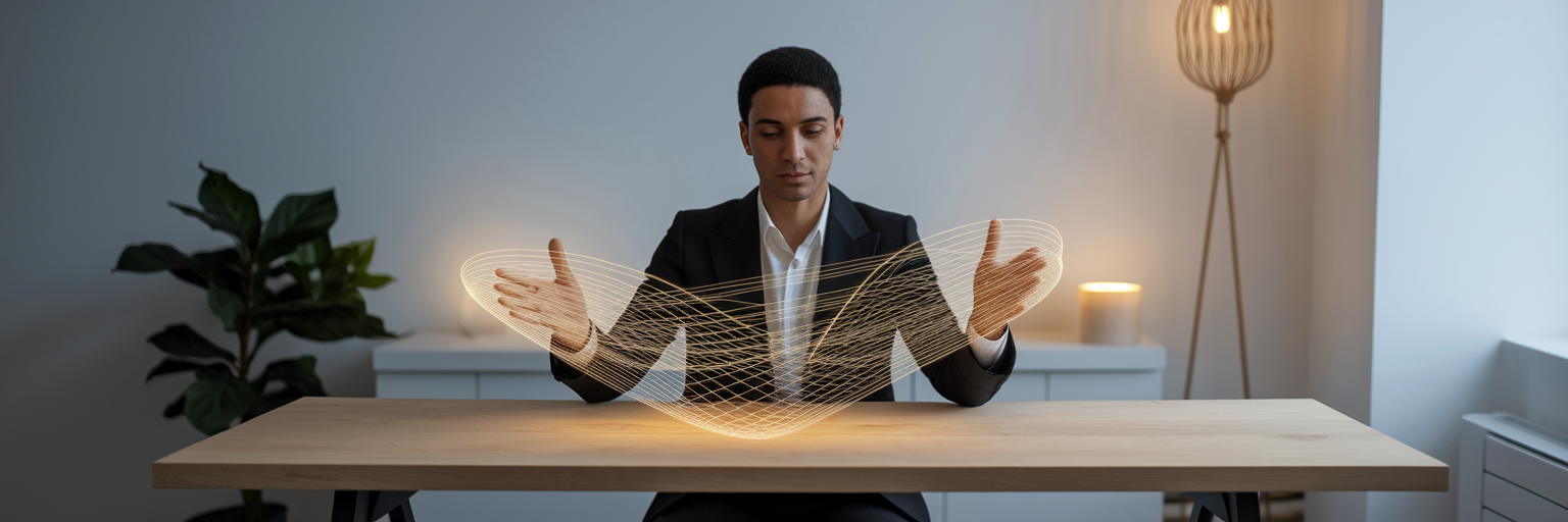 Professional using AI to craft content ideas.