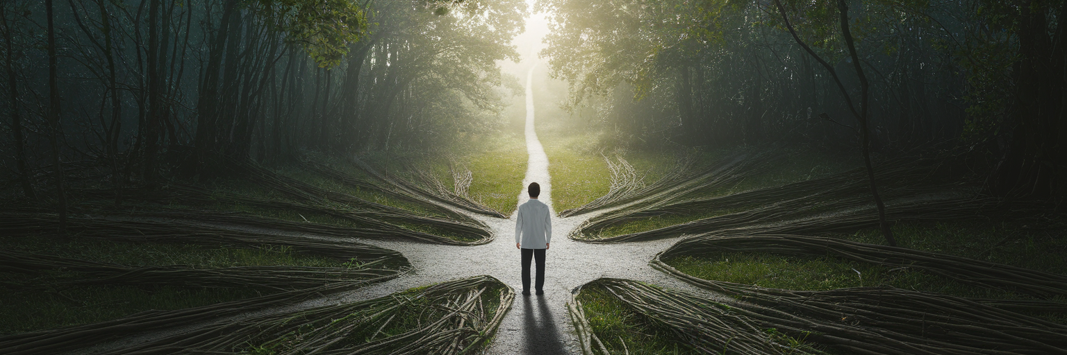 Researcher choosing a clear path forward.