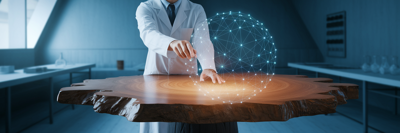 Researcher collaborating with AI system