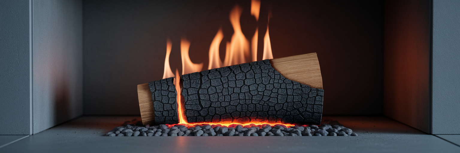 Slow-burning log representing sustained energy release.