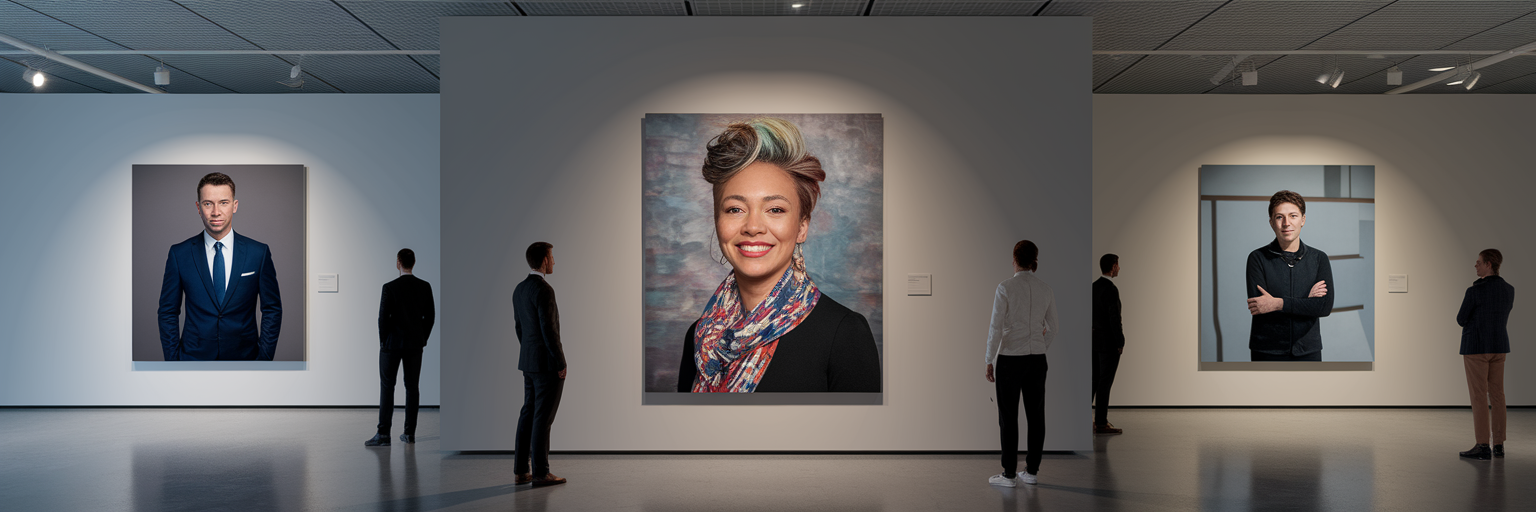 Three professional portraits showing different industry styles.