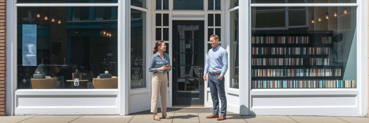 Two local business owners collaborating outdoors