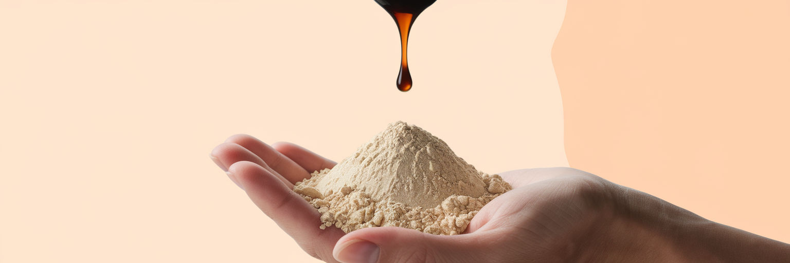 Unwanted syrup dropping into protein powder.