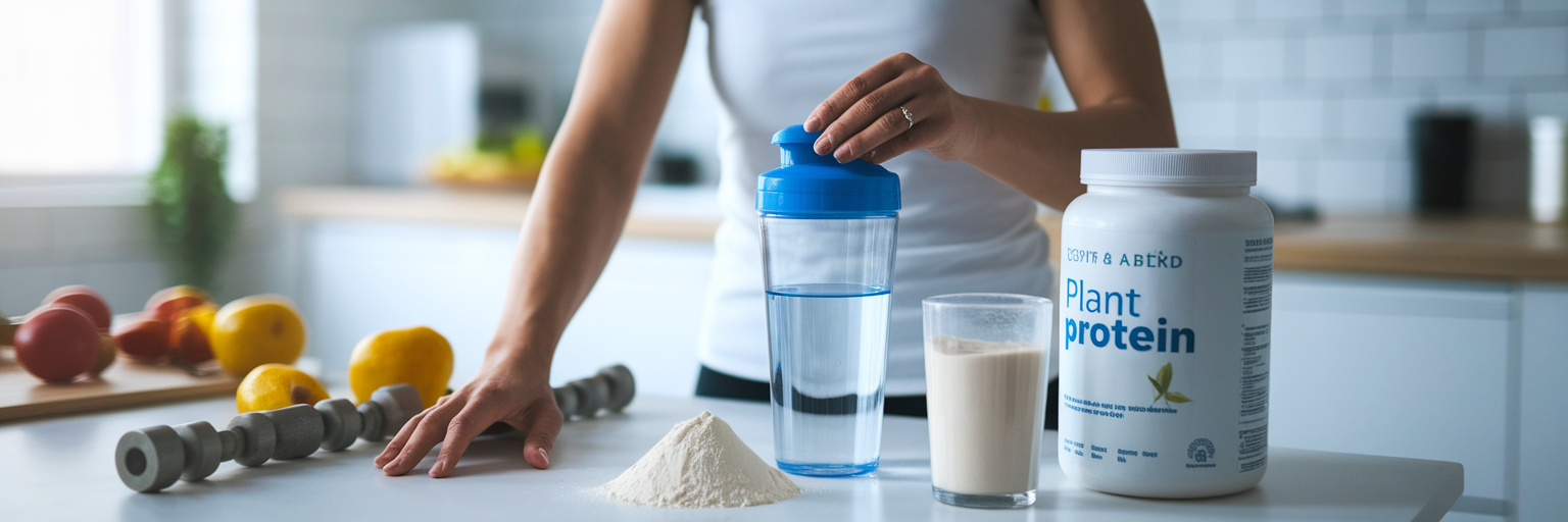 Vegan protein and creatine powder for shake.