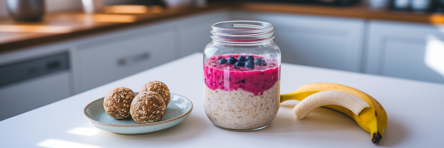 Vegan protein overnight oats and energy balls.