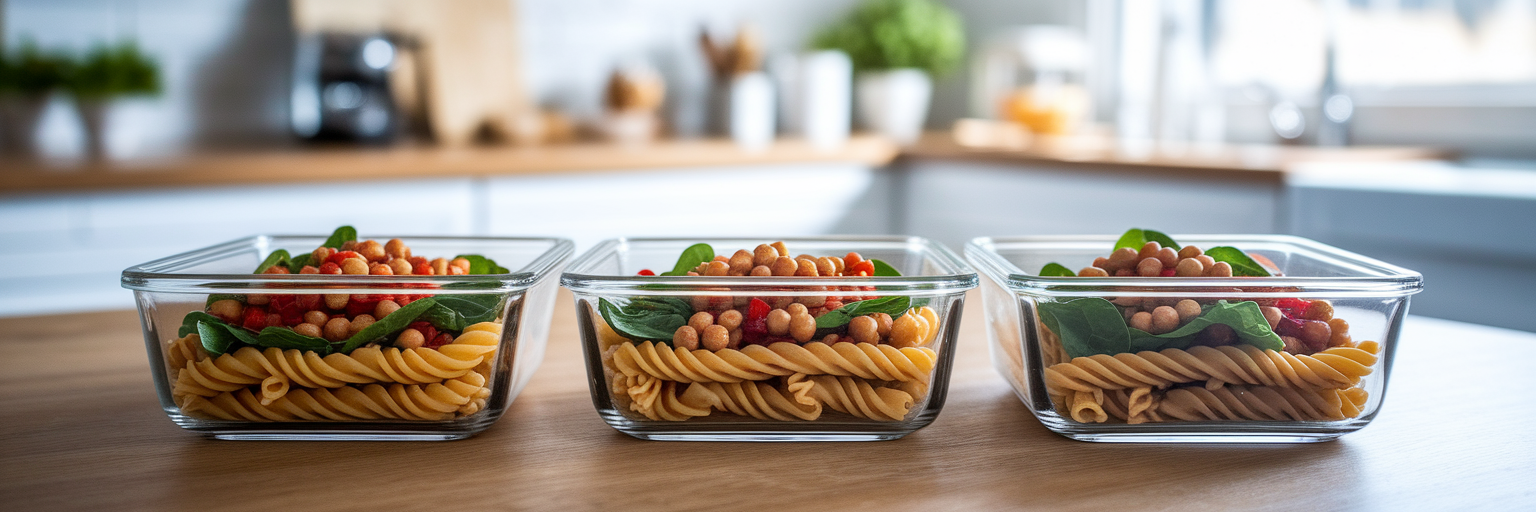 Vegan protein pasta salad meal prep