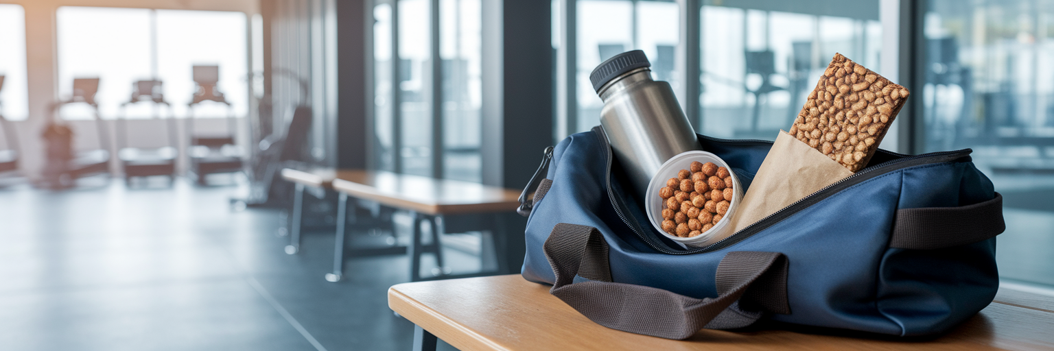 Snacks de proteína vegana para llevar en la bolsa del gimnasio