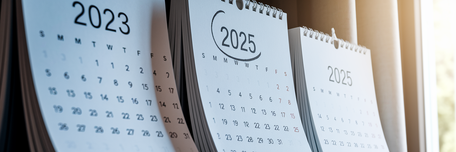 Wall calendars symbolizing outdated professional photos.